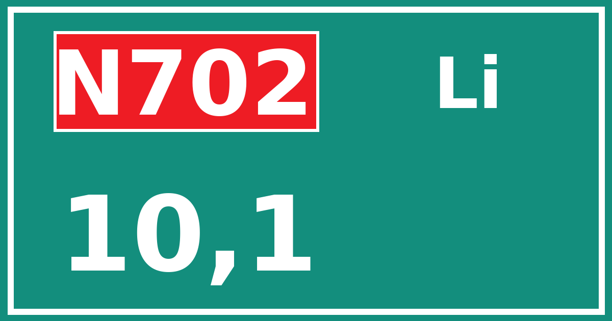 Hectometerbord N702 10,1 zijde Li