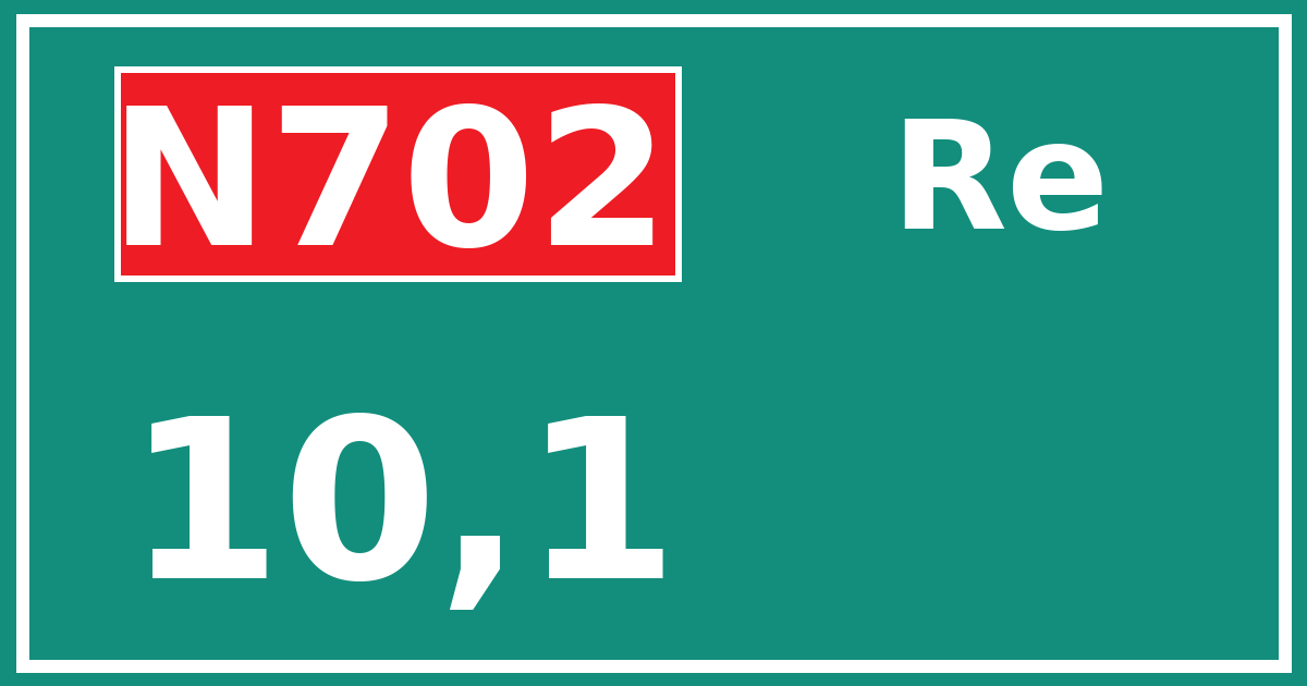Hectometerbord N702 10,1 zijde Re