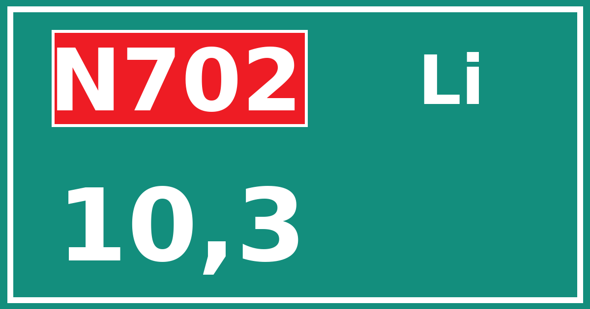 Hectometerbord N702 10,3 zijde Li