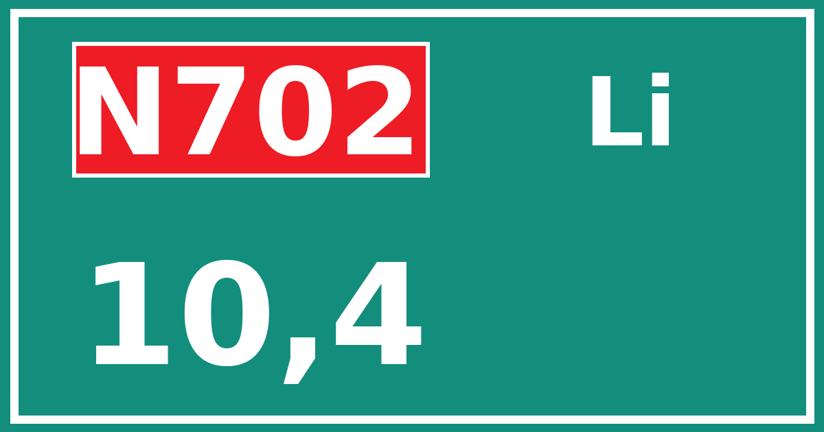 Hectometerbord N702 10,4 zijde Li