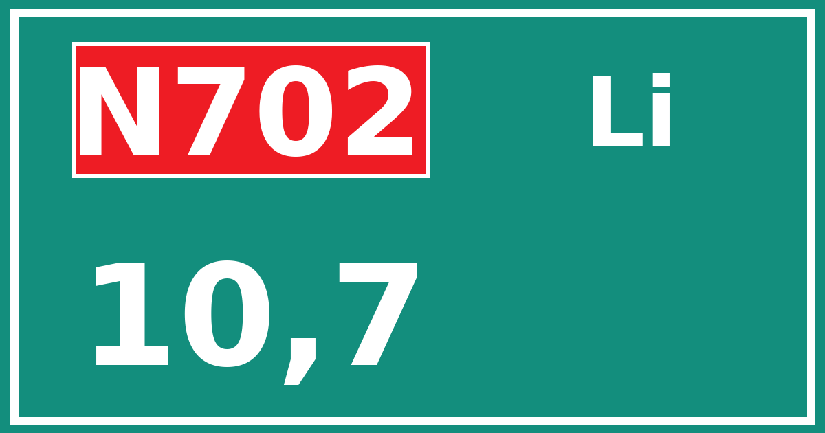 Hectometerbord N702 10,7 zijde Li