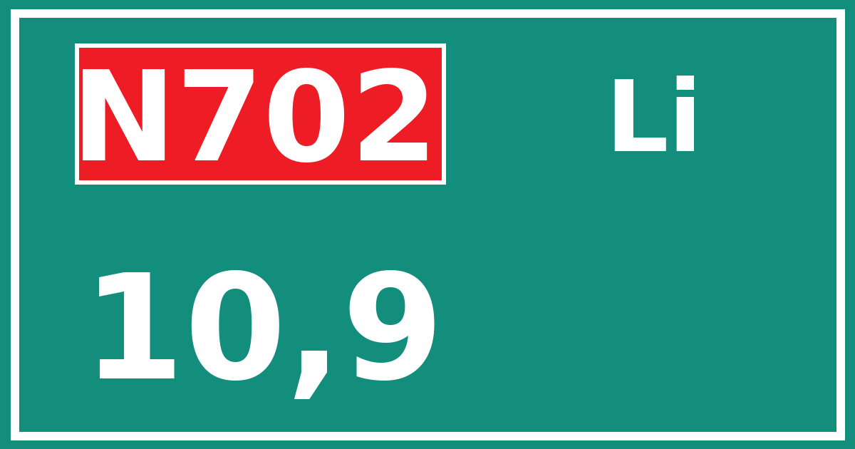 Hectometerbord N702 10,9 zijde Li