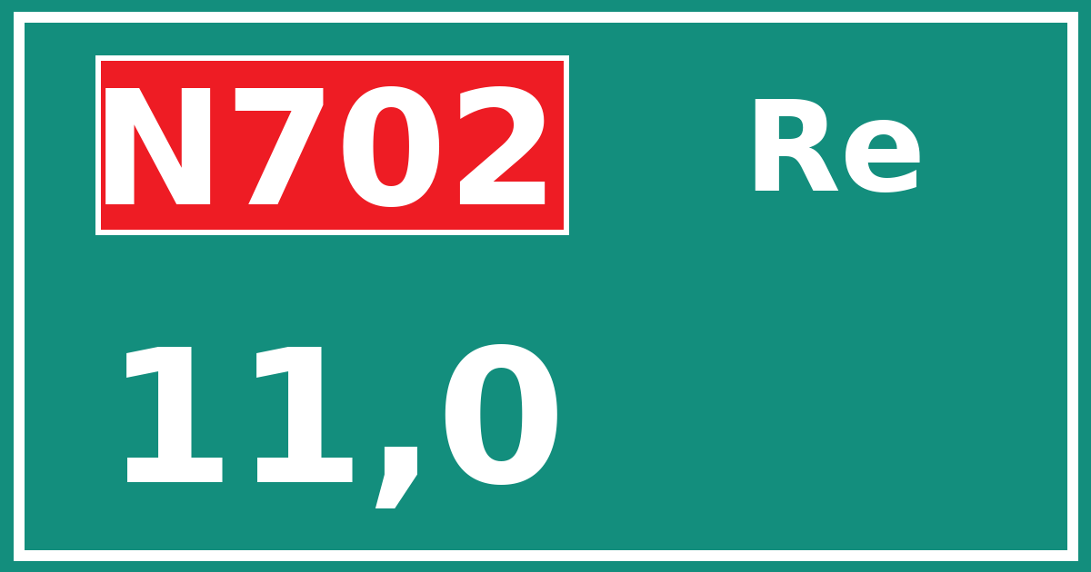 Hectometerbord N702 11,0 zijde Re