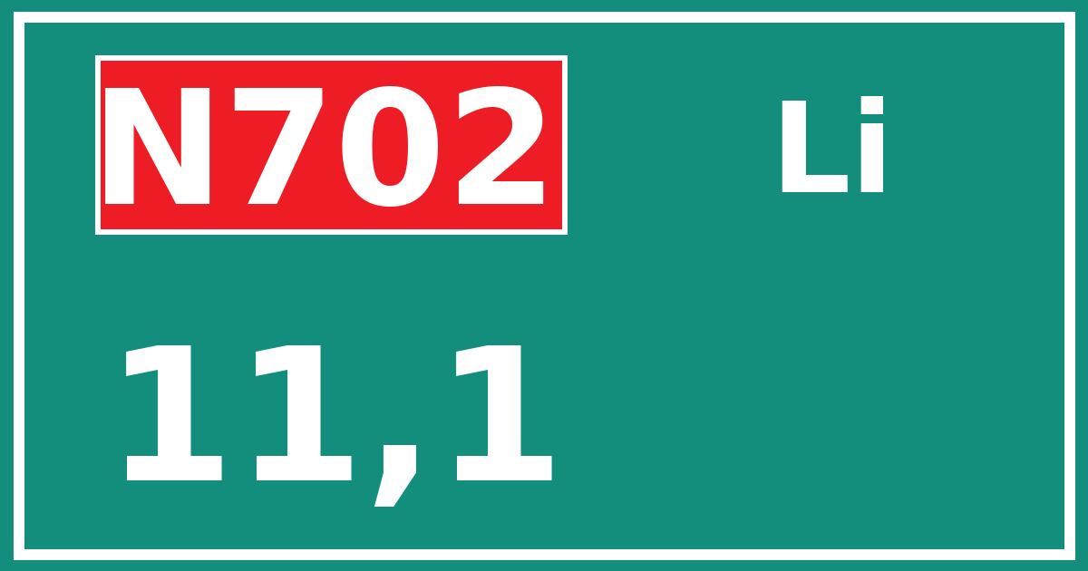 Hectometerbord N702 11,1 zijde Li