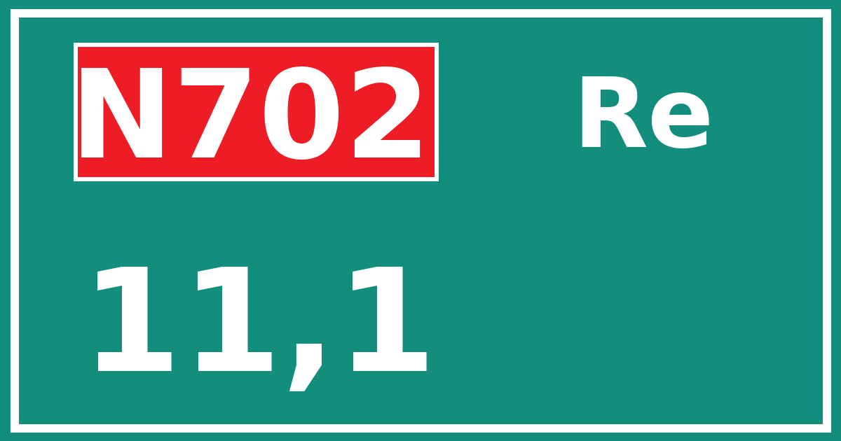 Hectometerbord N702 11,1 zijde Re