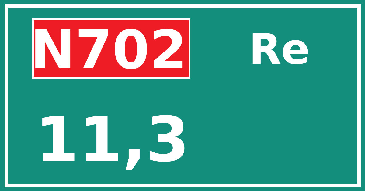 Hectometerbord N702 11,3 zijde Re