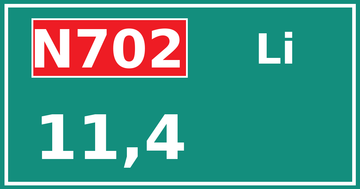 Hectometerbord N702 11,4 zijde Li