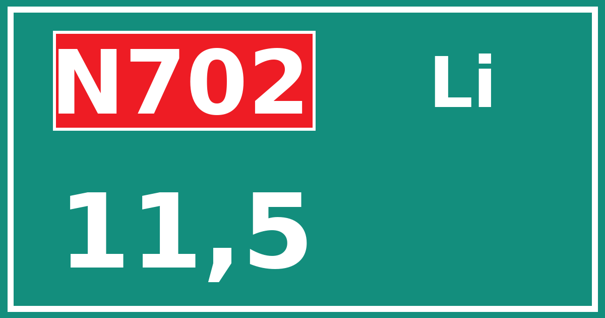 Hectometerbord N702 11,5 zijde Li