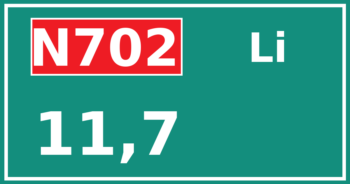 Hectometerbord N702 11,7 zijde Li