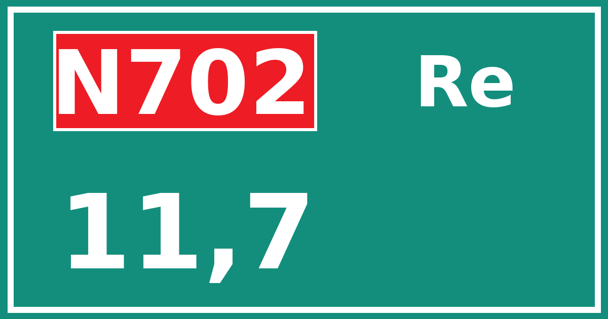 Hectometerbord N702 11,7 zijde Re