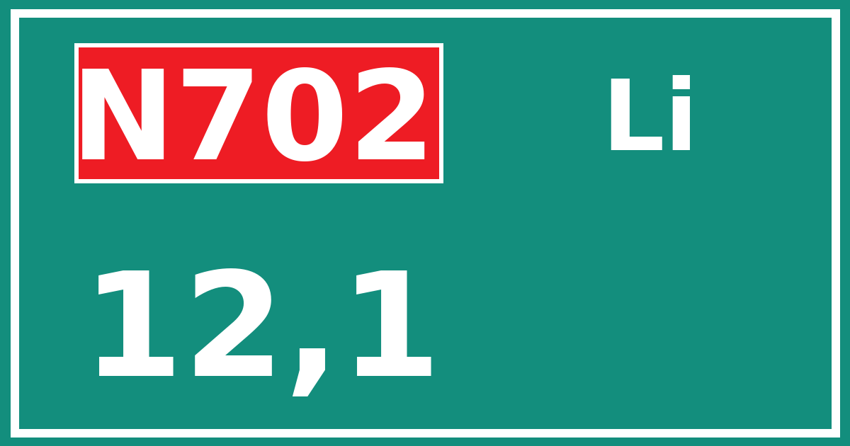 Hectometerbord N702 12,1 zijde Li