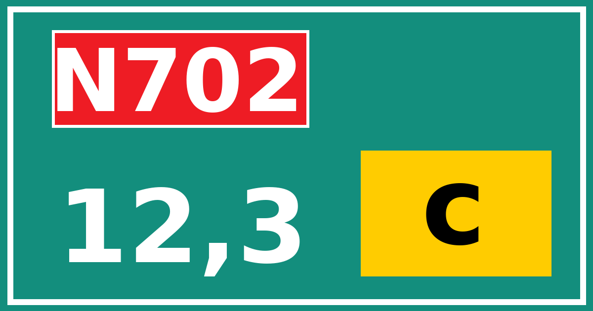 Hectometerbord N702 12,3 letter c