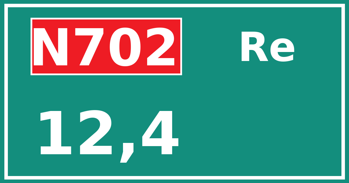 Hectometerbord N702 12,4 zijde Re