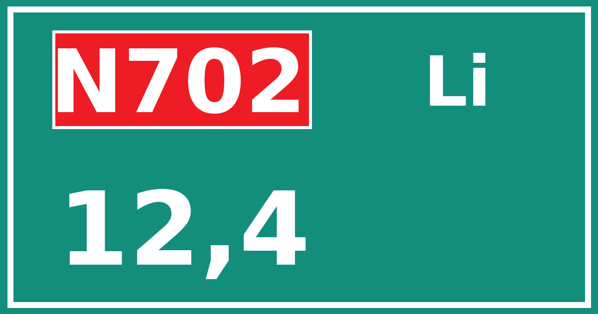 Hectometerbord N702 12,4 zijde Li