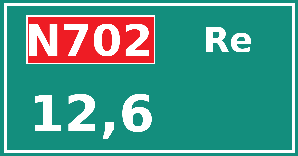 Hectometerbord N702 12,6 zijde Re