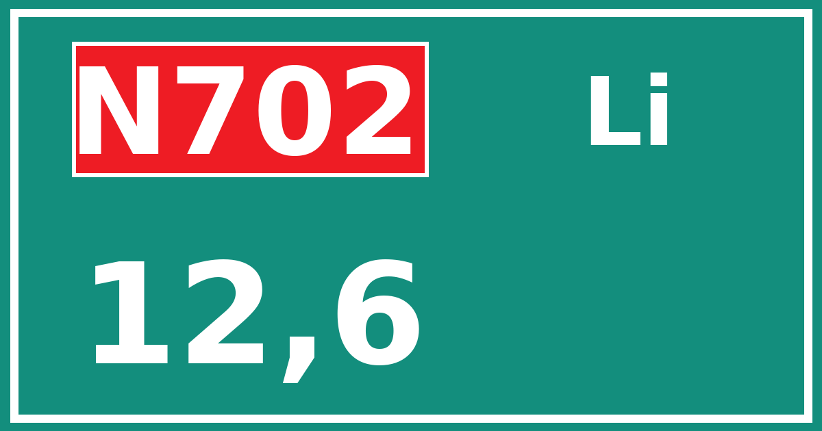 Hectometerbord N702 12,6 zijde Li