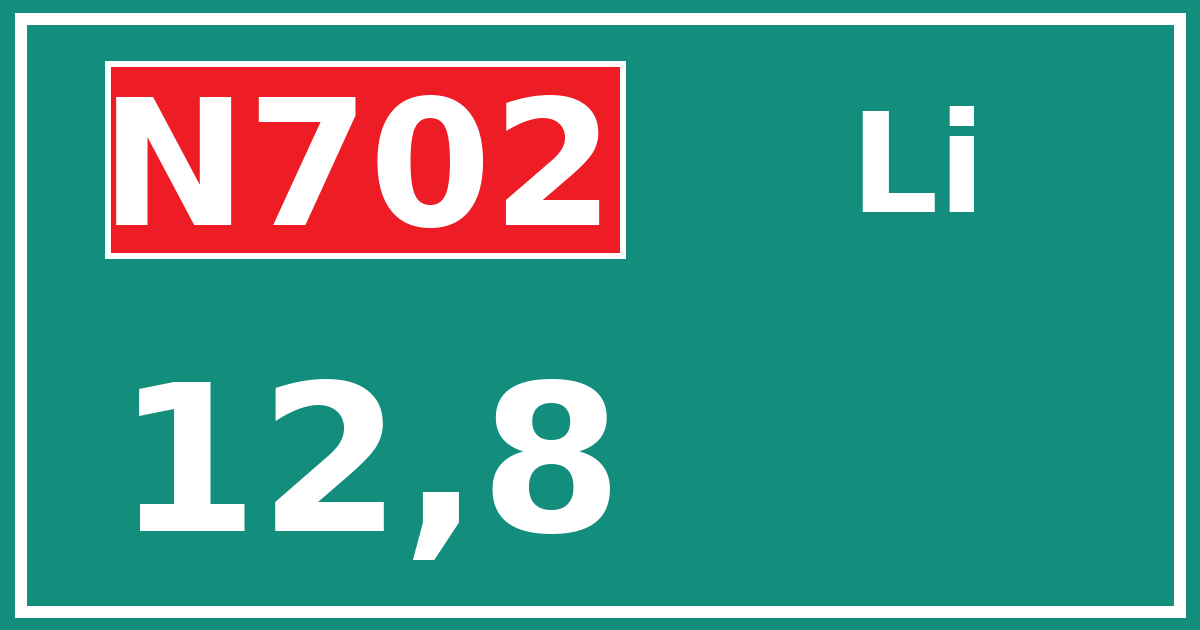Hectometerbord N702 12,8 zijde Li