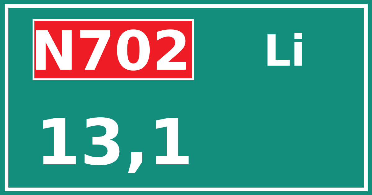 Hectometerbord N702 13,1 zijde Li