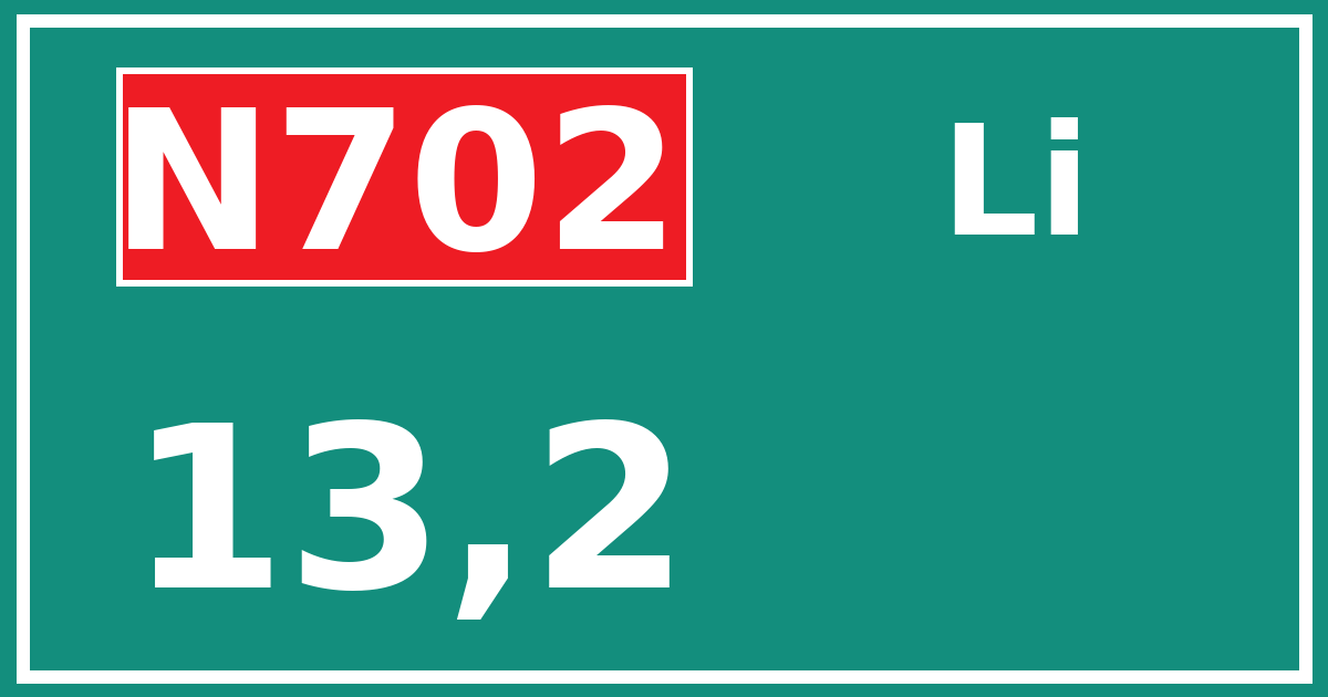 Hectometerbord N702 13,2 zijde Li
