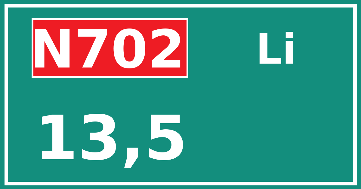 Hectometerbord N702 13,5 zijde Li