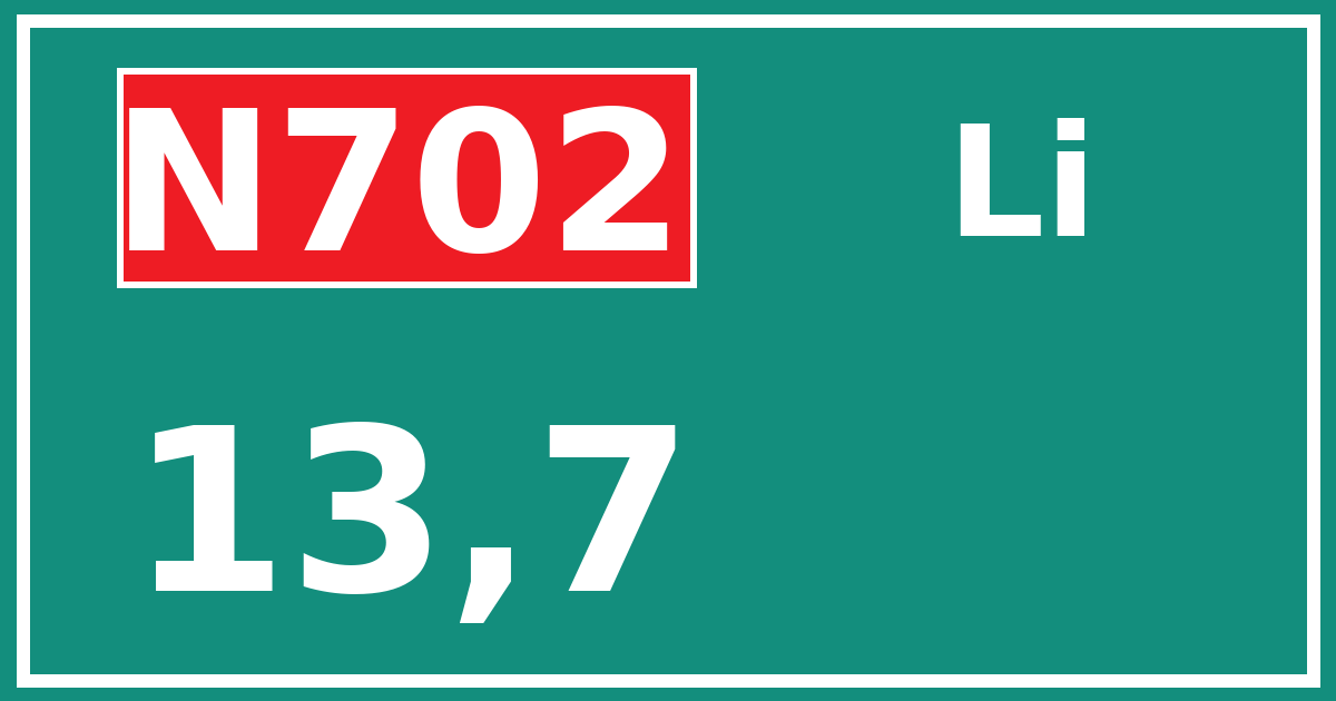 Hectometerbord N702 13,7 zijde Li