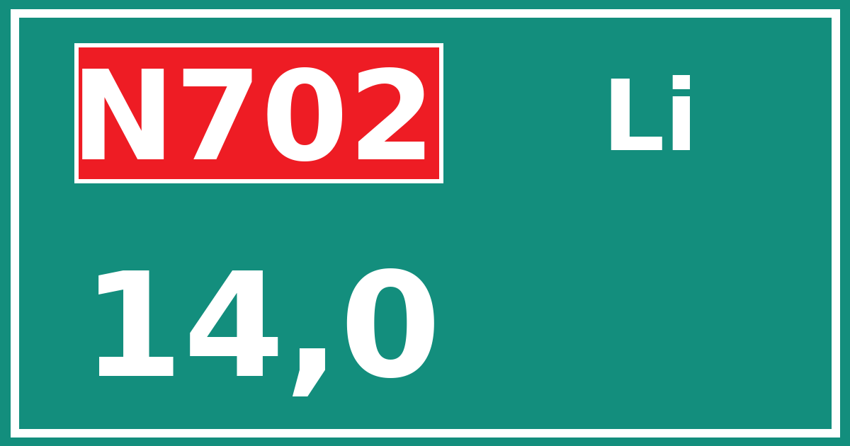 Hectometerbord N702 14,0 zijde Li