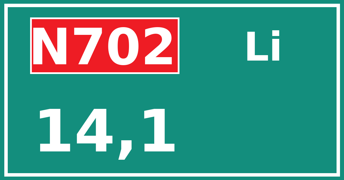 Hectometerbord N702 14,1 zijde Li