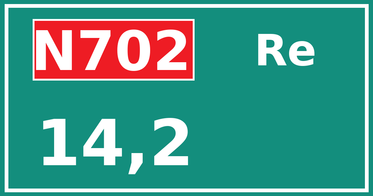 Hectometerbord N702 14,2 zijde Re