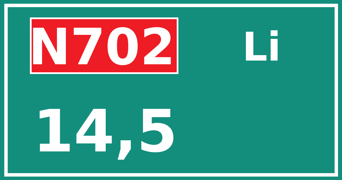 Hectometerbord N702 14,5 zijde Li