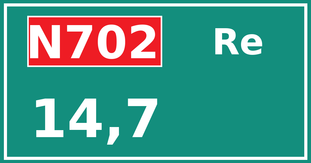 Hectometerbord N702 14,7 zijde Re