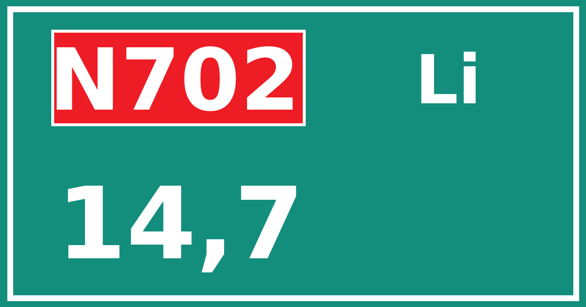 Hectometerbord N702 14,7 zijde Li