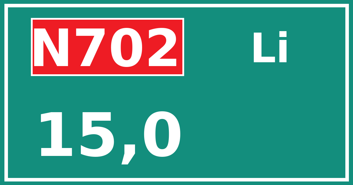 Hectometerbord N702 15,0 zijde Li