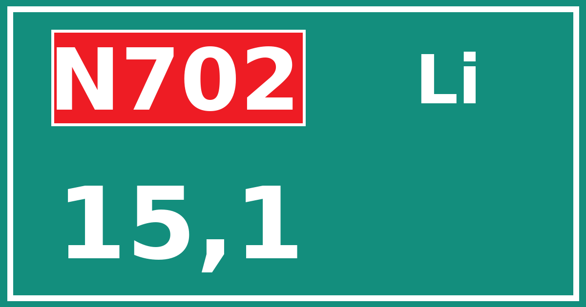 Hectometerbord N702 15,1 zijde Li