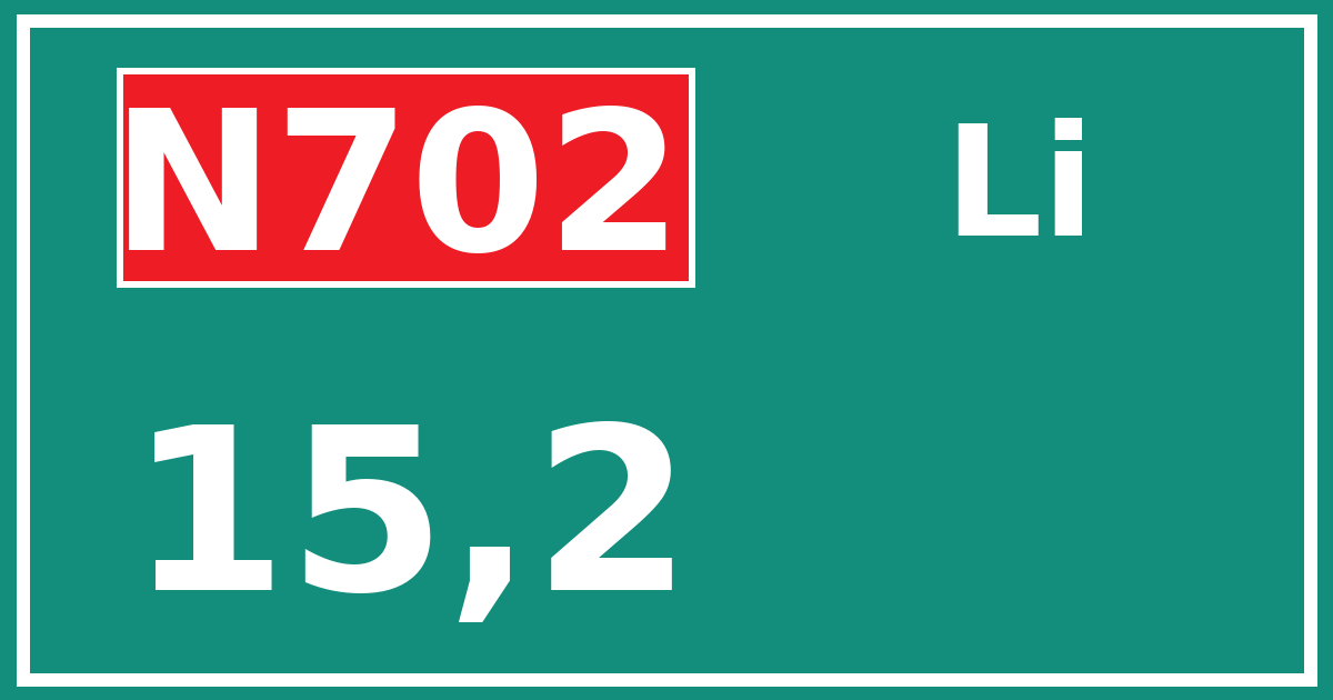Hectometerbord N702 15,2 zijde Li