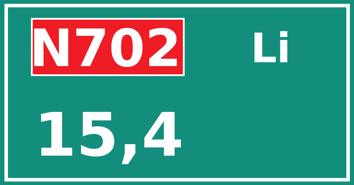 Hectometerbord N702 15,4 zijde Li