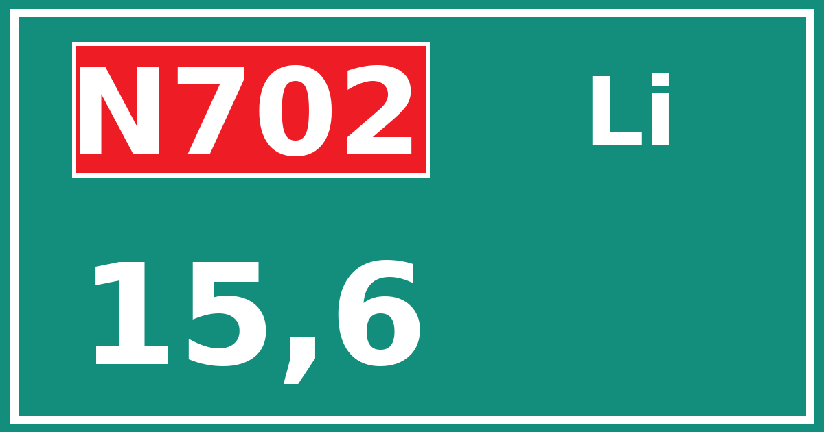 Hectometerbord N702 15,6 zijde Li