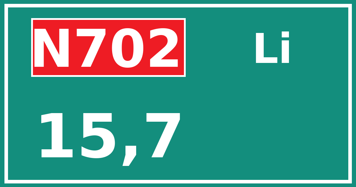 Hectometerbord N702 15,7 zijde Li