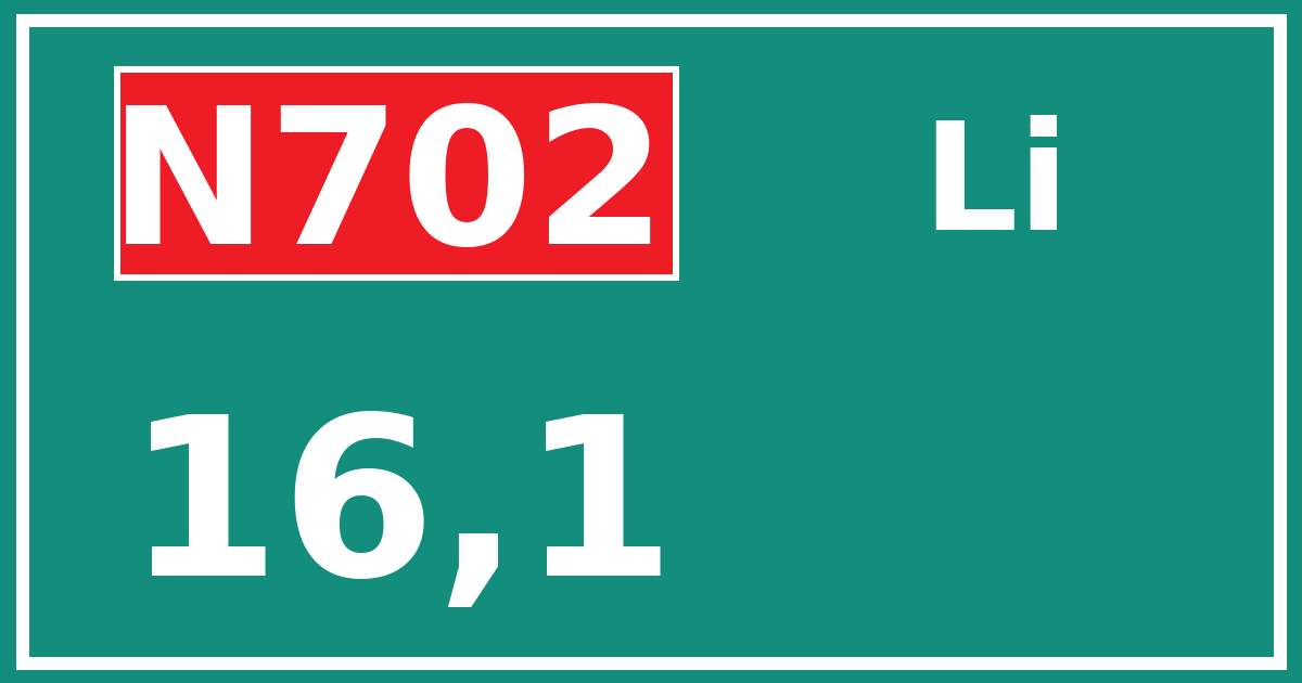 Hectometerbord N702 16,1 zijde Li