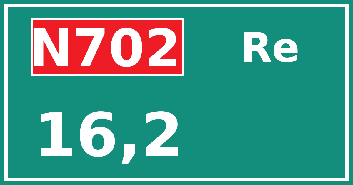 Hectometerbord N702 16,2 zijde Re