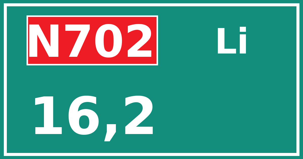 Hectometerbord N702 16,2 zijde Li