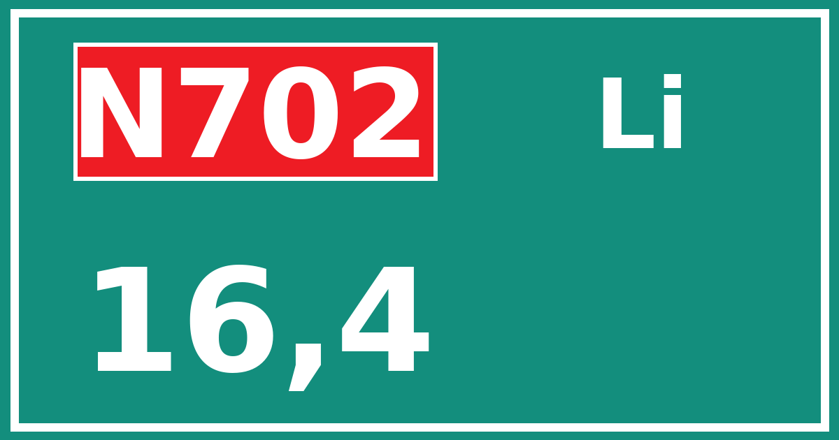 Hectometerbord N702 16,4 zijde Li