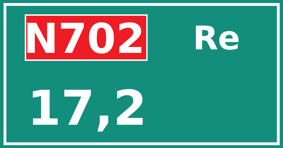 Hectometerbord N702 17,2 zijde Re