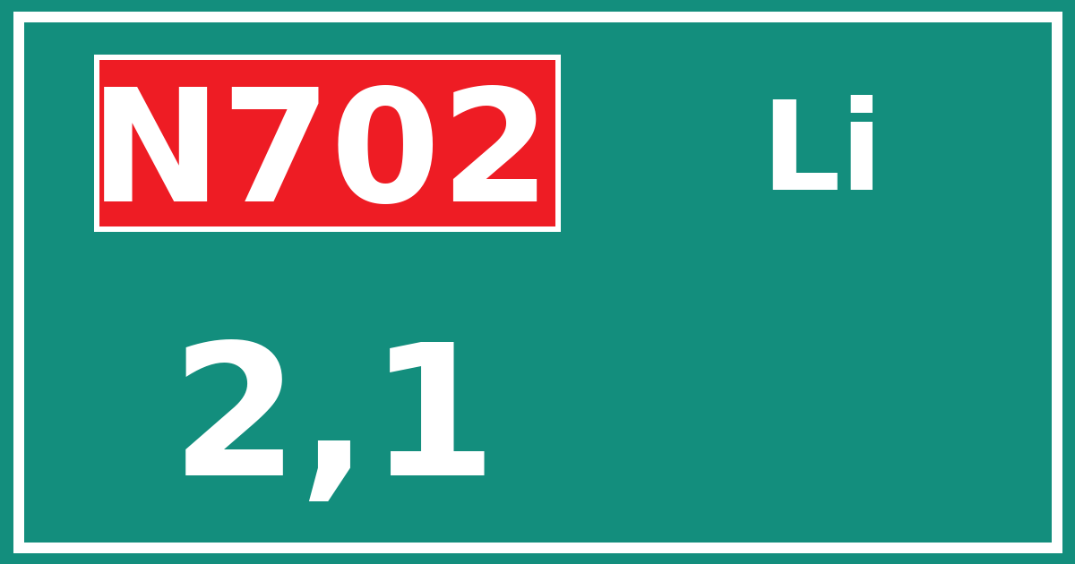 Hectometerbord N702 2,1 zijde Li