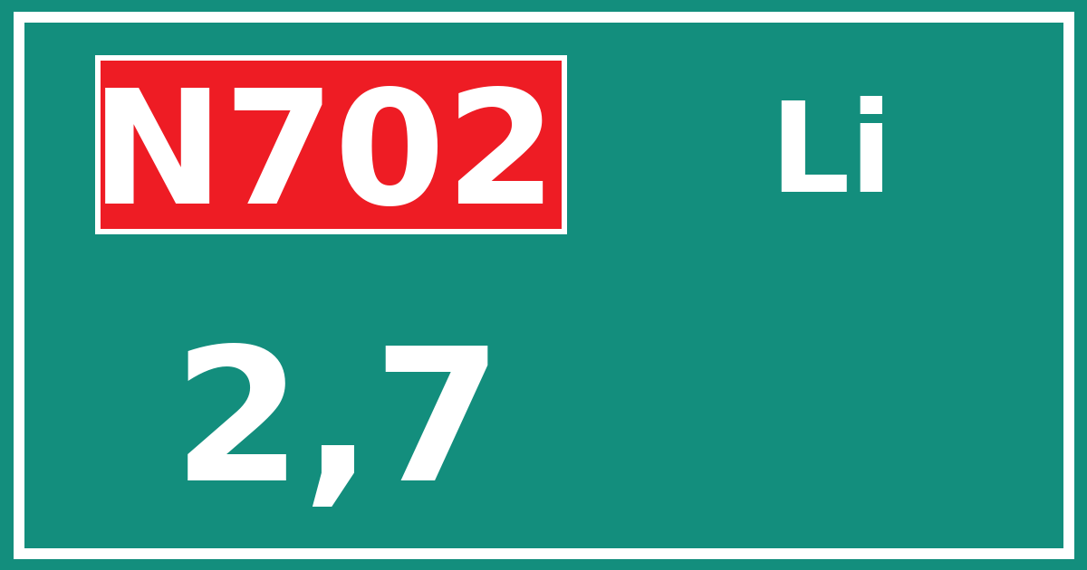 Hectometerbord N702 2,7 zijde Li