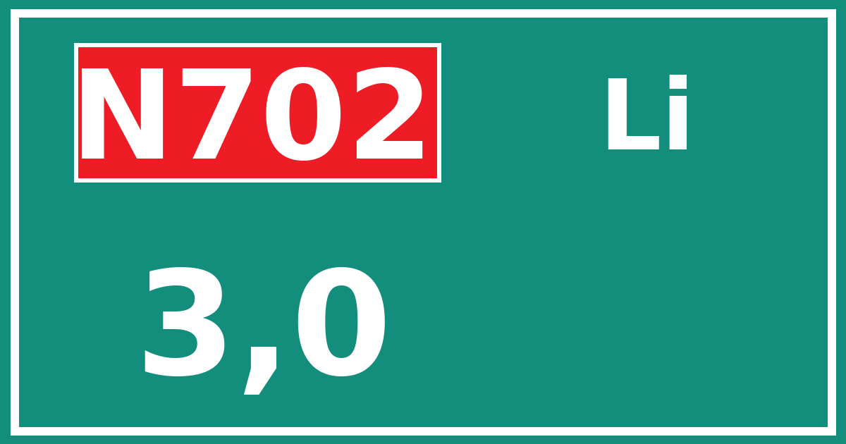 Hectometerbord N702 3,0 zijde Li