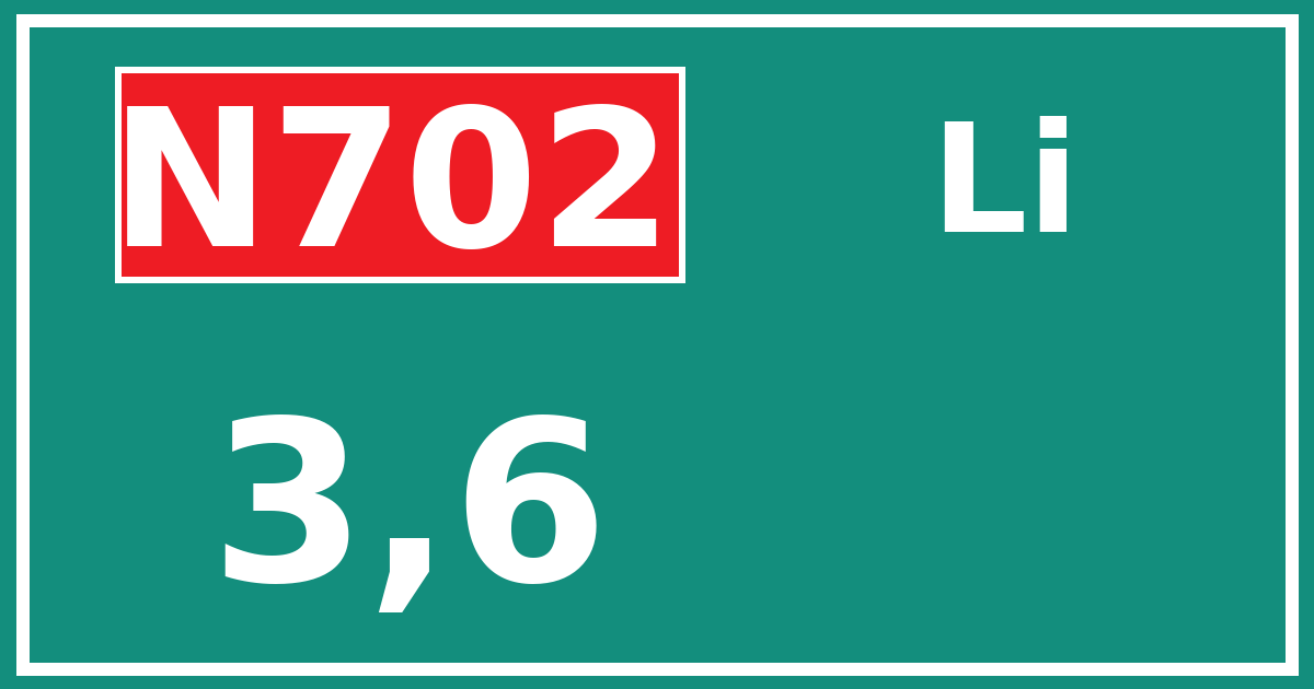 Hectometerbord N702 3,6 zijde Li