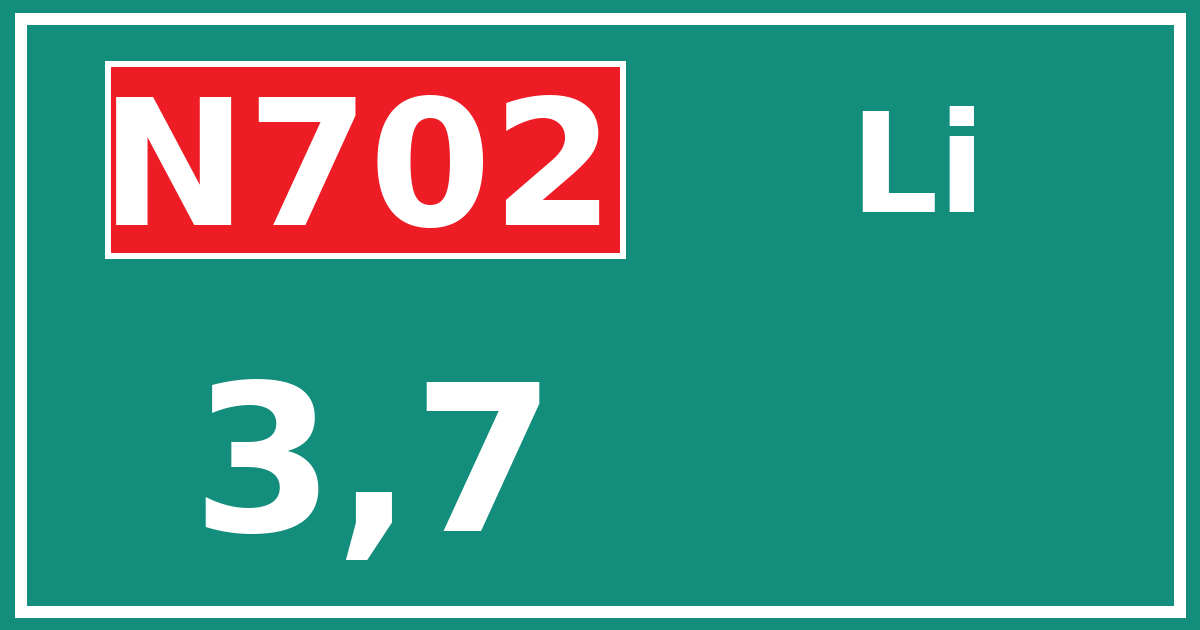 Hectometerbord N702 3,7 zijde Li