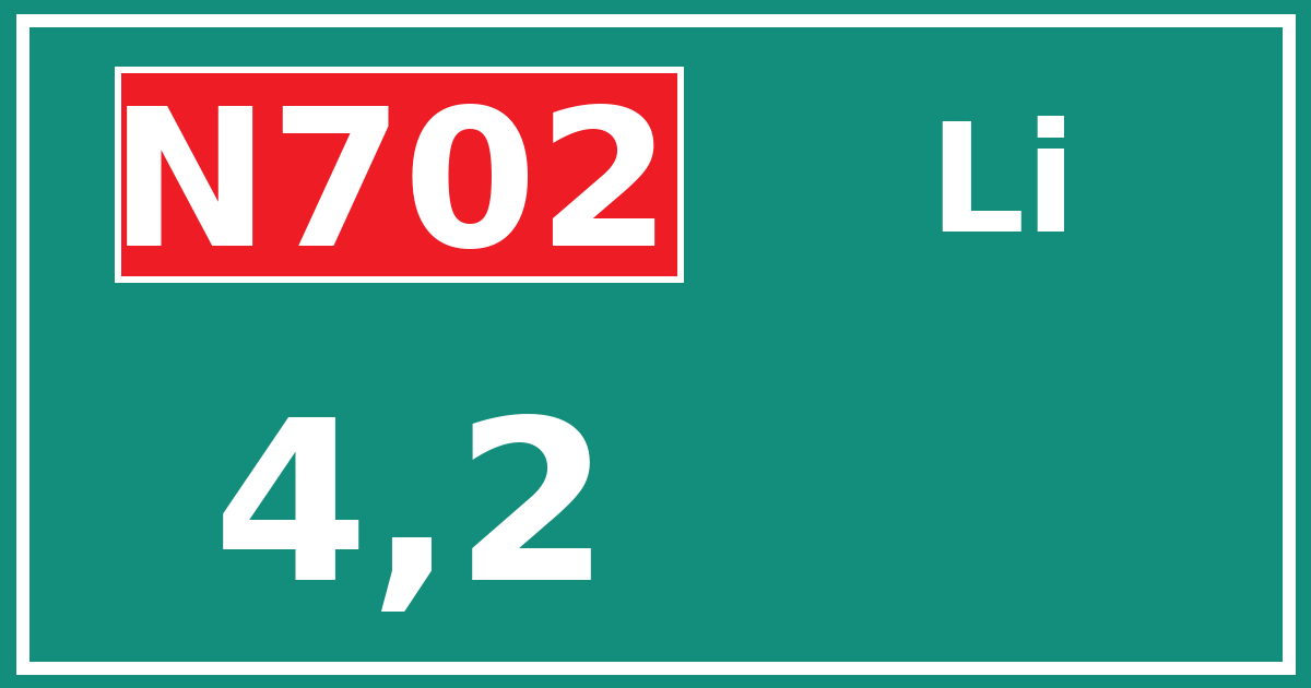 Hectometerbord N702 4,2 zijde Li