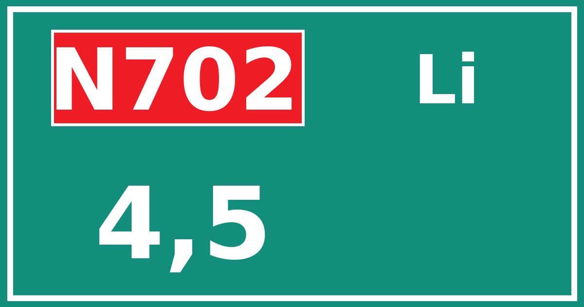 Hectometerbord N702 4,5 zijde Li