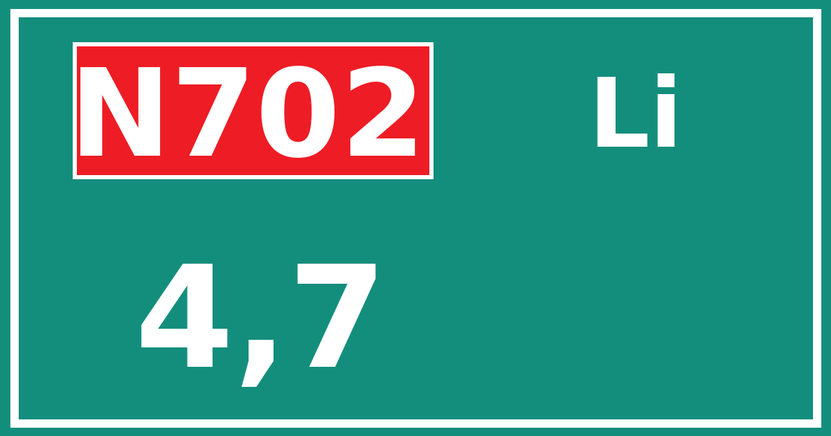Hectometerbord N702 4,7 zijde Li